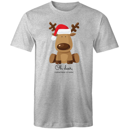 Oh Deer, Christmas Is Here, Reindeer - Mens T-Shirt