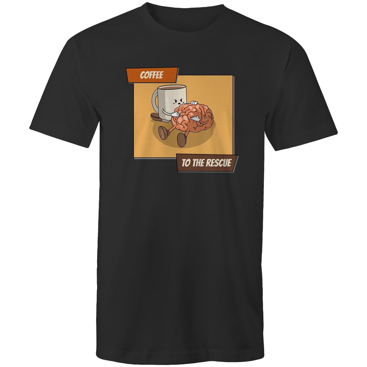 Coffee To The Rescue - Mens T-Shirt Black Mens T-shirt Coffee