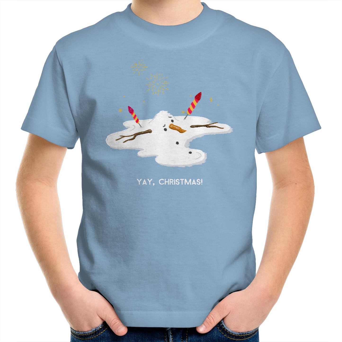 Melting Snowman, Yay Christmas - Kids Youth T-Shirt