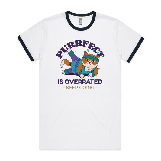 Purrfect Is Overrated, Cat - Staple Ringer Tee