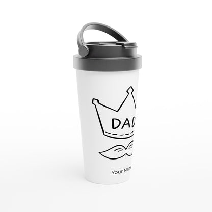 Personalised - Dad - White 15oz Stainless Steel Travel Mug Personalised Travel Mug Dad