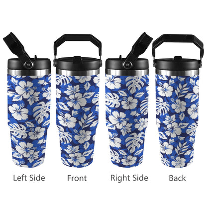 Blue Hawaiian Floral - 30oz Tumbler with Top Handle