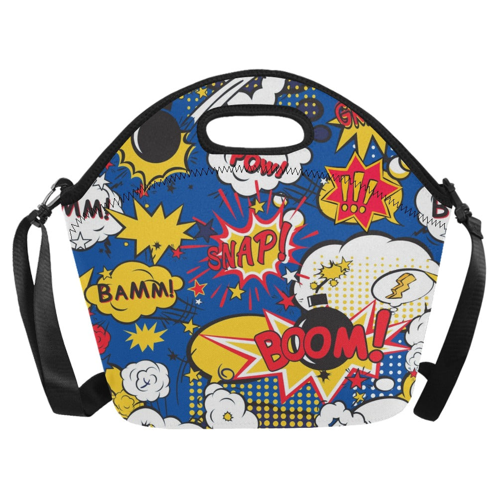 Blue Comic Book - Neoprene Lunch Bag/Large