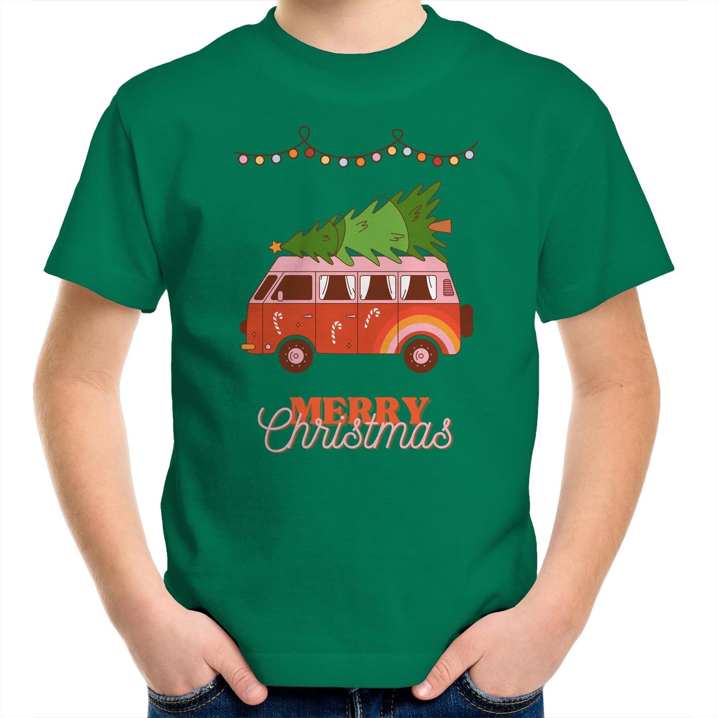 Merry Christmas Hippy Van - Kids Youth T-Shirt