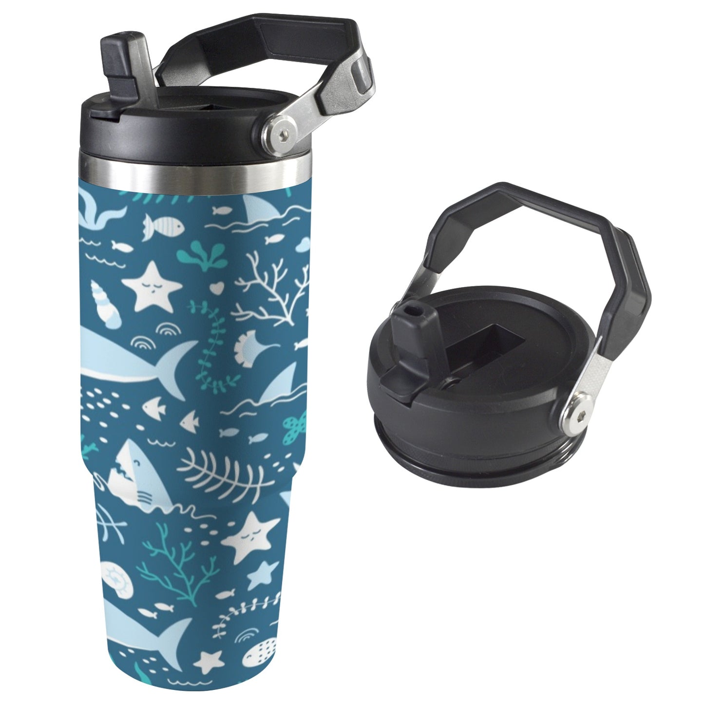 Cute Sharks - 30oz Tumbler with Top Handle