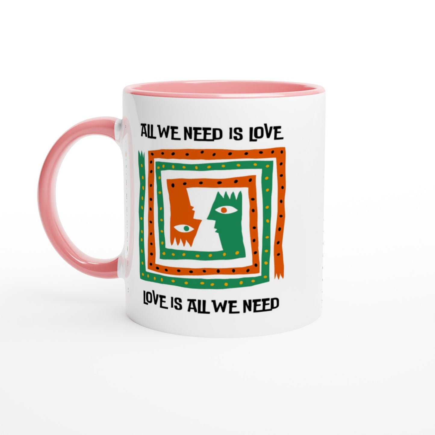 All We Need Is Love - White 11oz Ceramic Mug with Colour Inside Ceramic Pink Colour 11oz Mug Music