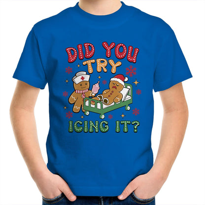 Funny Gingerbread, Did You Try Icing It - Kids Youth T-Shirt Bright Royal Kids Christmas T-shirt Christmas Printed In Australia