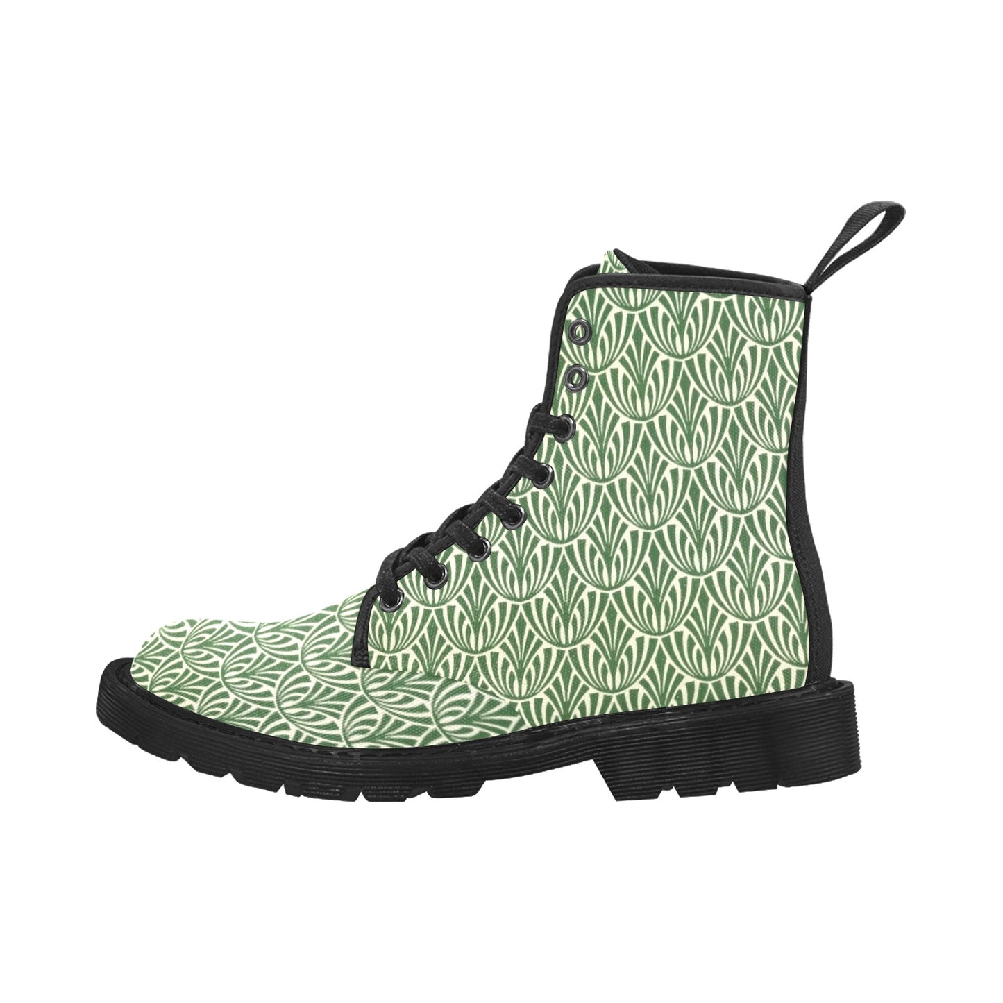 Green Pattern - Martin Boots for Women (Black)