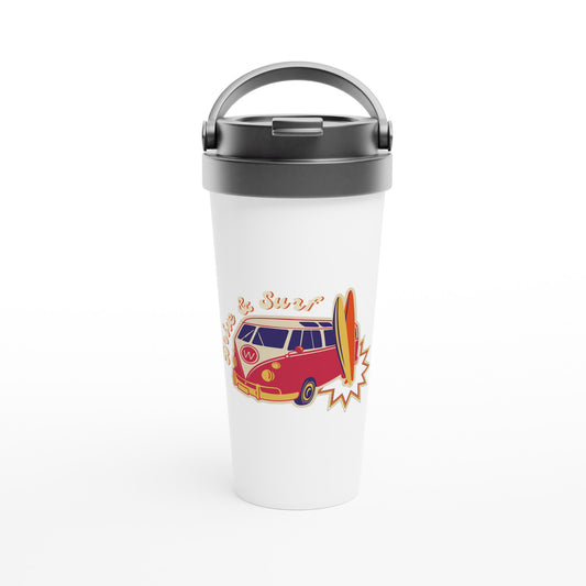 Drive And Surf - White 15oz Stainless Steel Travel Mug Default Title Travel Mug Globally Fulfilled Summer