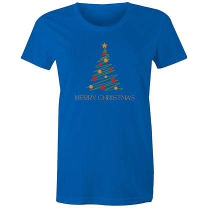 Christmas Tree Line Drawing - Womens T-shirt