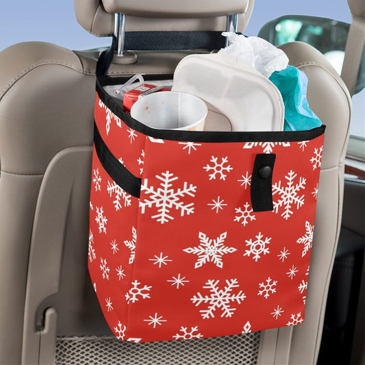 Red Snowflakes, Christmas - Car Trash Bag