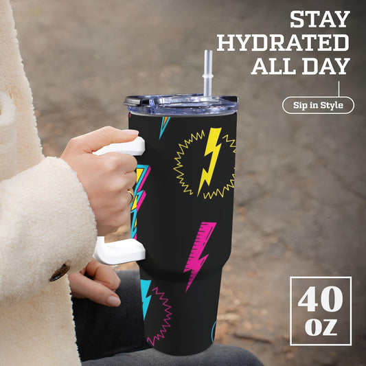 Fun Lightning - 40oz Tumbler with White Handle