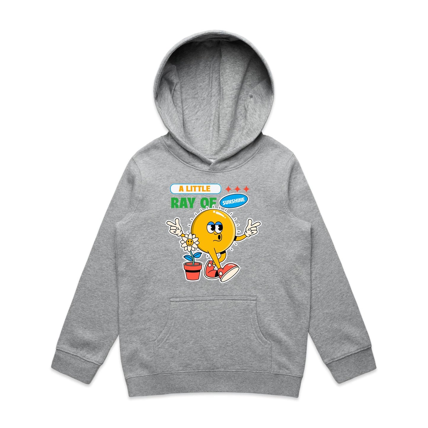 A Little Ray Of Sunshine - Youth Supply Hood Grey Marle Kids Hoodie Retro Summer