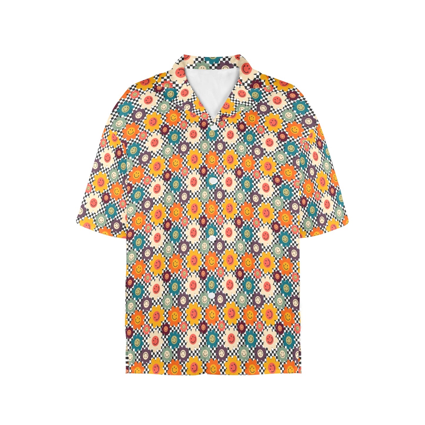 Happy Retro Flowers - Womens Hawaiian Shirt