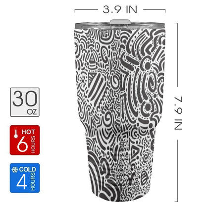 Black And White - 30oz Insulated Stainless Steel Mobile Tumbler