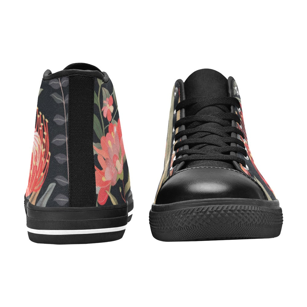 Australian Waratah Flower - Women's High Top Canvas Shoes