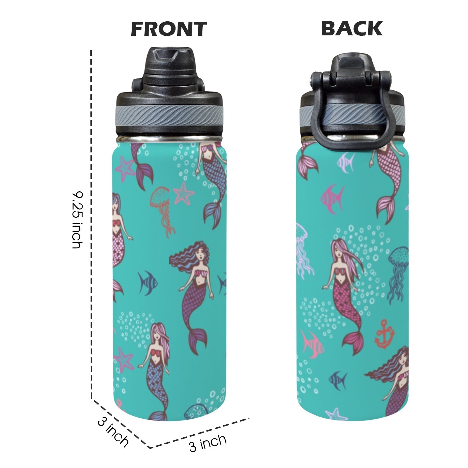 Mermaids - Insulated Water Bottle with Dual-Use Lid (18oz) Insulated Water Bottle with Dual-Use Lid (18oz) Printed Offshore