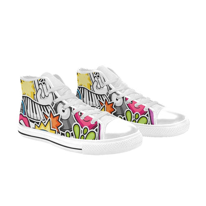 Sticker Music - Men's High Top Canvas Shoes