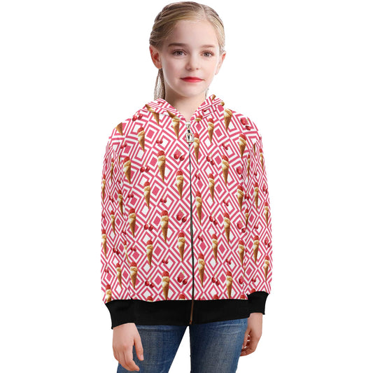 Cherry Ice - Cream - Senior Girls Zip Up Hoodie