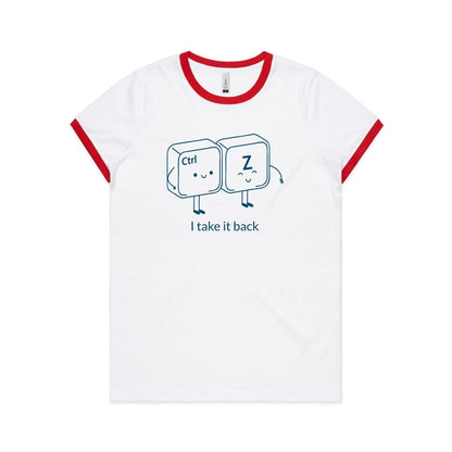 Ctr Z, I Take It Back, Computer Keyboard - Women's Ringer Tee