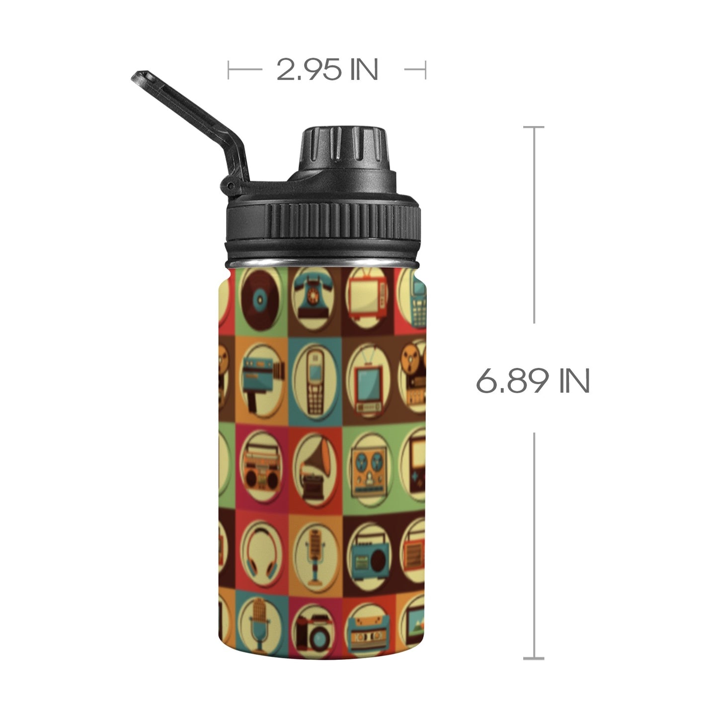 Retro Life - Kids Water Bottle with Chug Lid (12 oz)