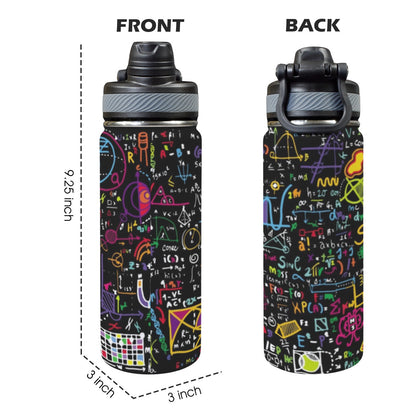 Math Scribbles - Insulated Water Bottle with Dual-Use Lid (18oz) Insulated Water Bottle with Dual-Use Lid (18oz) Maths Printed Offshore Science