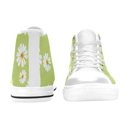 Flowers On Green - Women's High Top Canvas Shoes