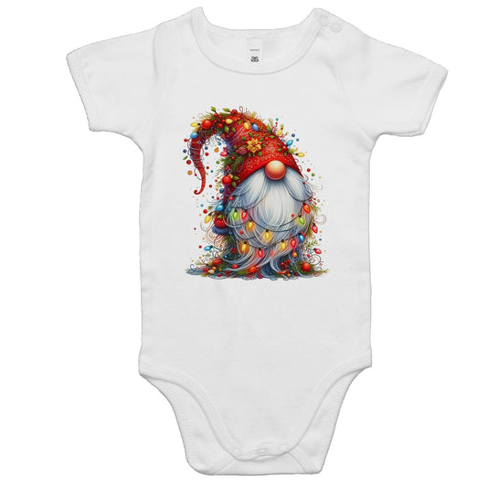 Christmas Gnome Wrapped In Lights - Baby Bodysuit