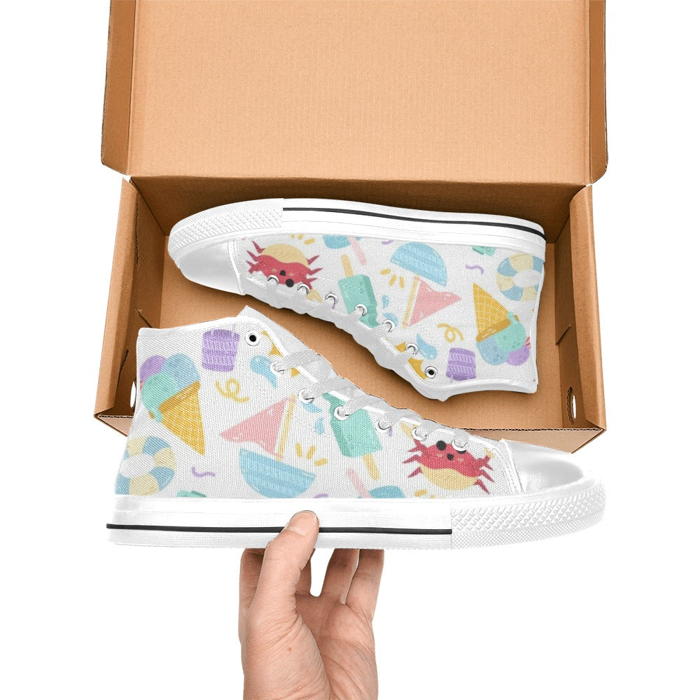 Summer Fun - Kids' High Top Canvas Shoes