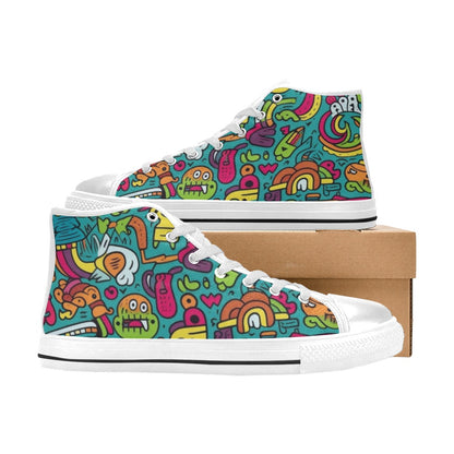 Crazy Characters - Women's High Top Canvas Shoes