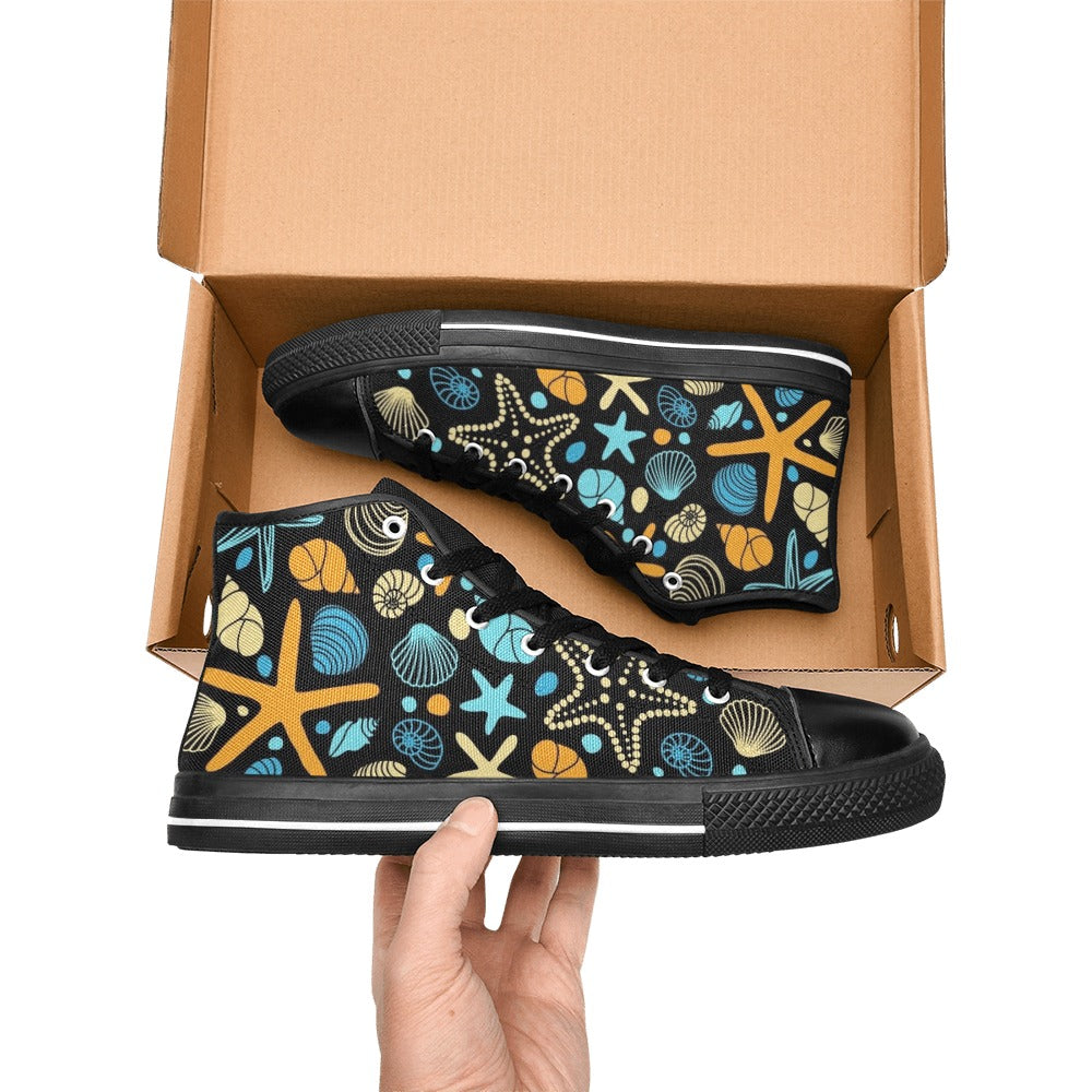 Starfish And Shells - Men's High Top Canvas Shoes