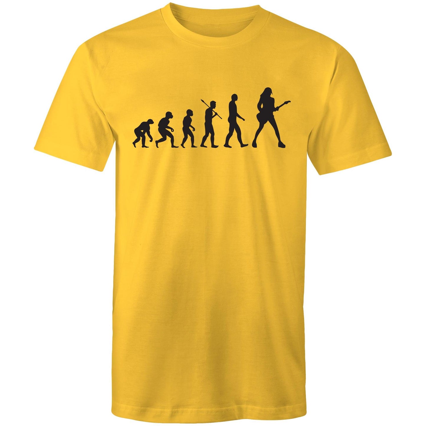 Evolution Of A Guitarist - Mens T-Shirt Yellow Mens T-shirt Music Printed In Australia