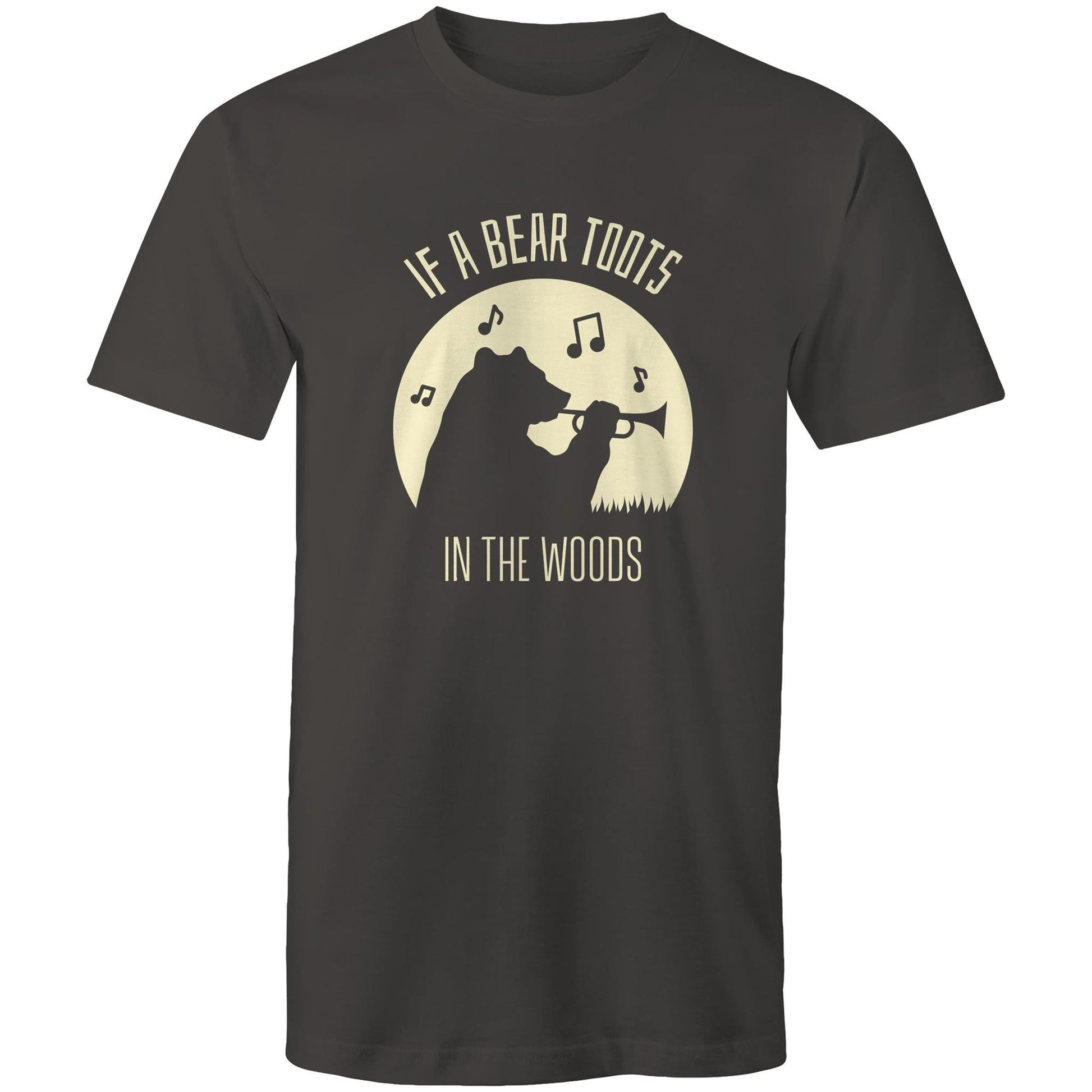 If A Bear Toots In The Woods, Trumpet Player - Mens T-Shirt Charcoal Mens T-shirt animal Music