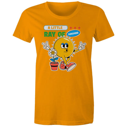 A Little Ray Of Sunshine - Womens T-shirt Orange Womens T-shirt Retro Summer