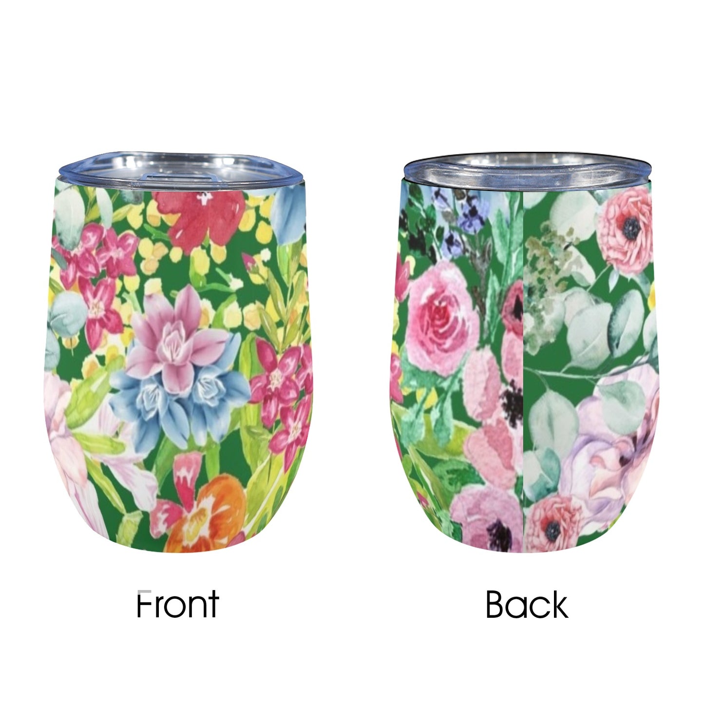 Bright Floral - 12oz Wine Tumbler 12oz Wine Tumbler Plants Printed Offshore