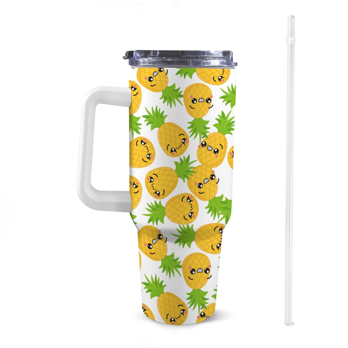 Cool Pineapples - 40oz Tumbler with White Handle