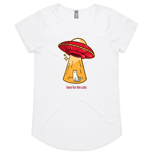 Here For The Cats, UFO - Womens Scoop Neck T-Shirt