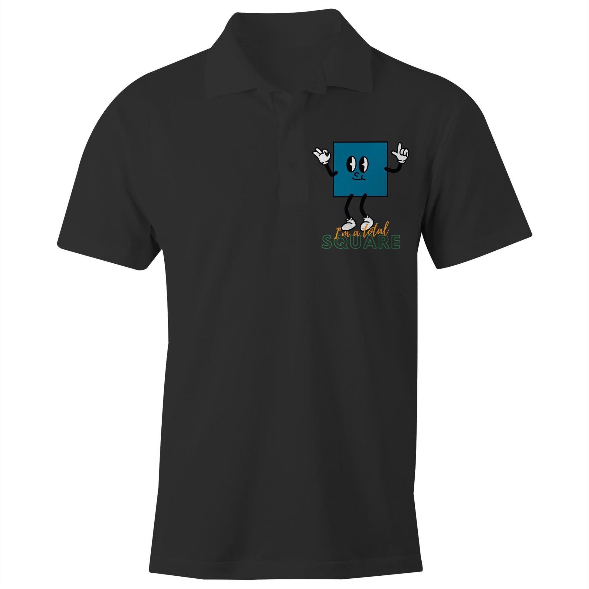 I'm A Total Square - Chad S/S Polo Shirt, Printed Black Polo Shirt Funny Maths Science