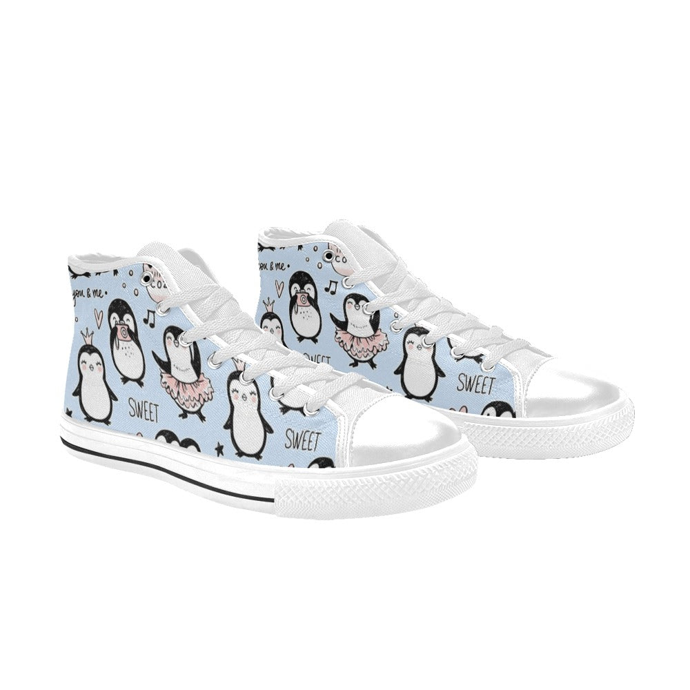 Penguin Love - Kids' High Top Canvas Shoes