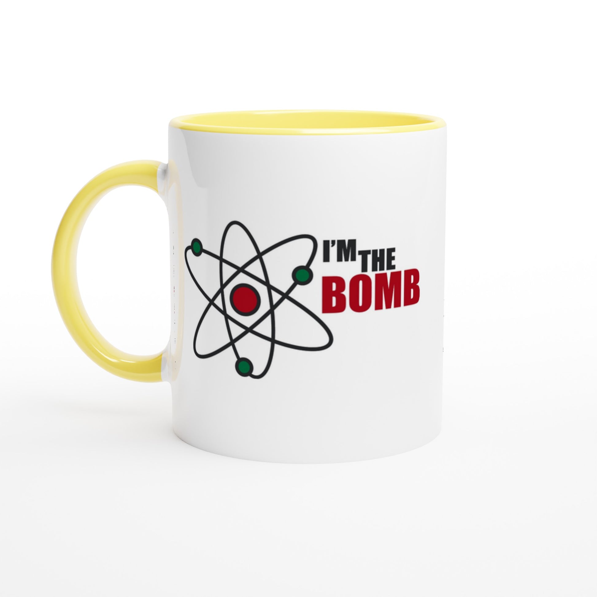 I'm The Bomb, Atom - White 11oz Ceramic Mug with Colour Inside Ceramic Yellow Colour 11oz Mug Globally Fulfilled Science