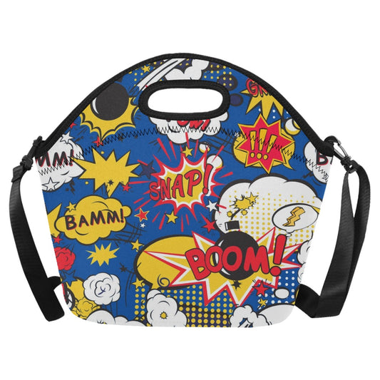 Blue Comic Book - Neoprene Lunch Bag/Large Neoprene Lunch Bag/Large comic Printed Offshore