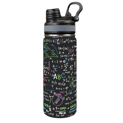 Equations In Green And Pink - Insulated Water Bottle with Dual-Use Lid (18oz) Insulated Water Bottle with Dual-Use Lid (18oz) Maths Printed Offshore Science