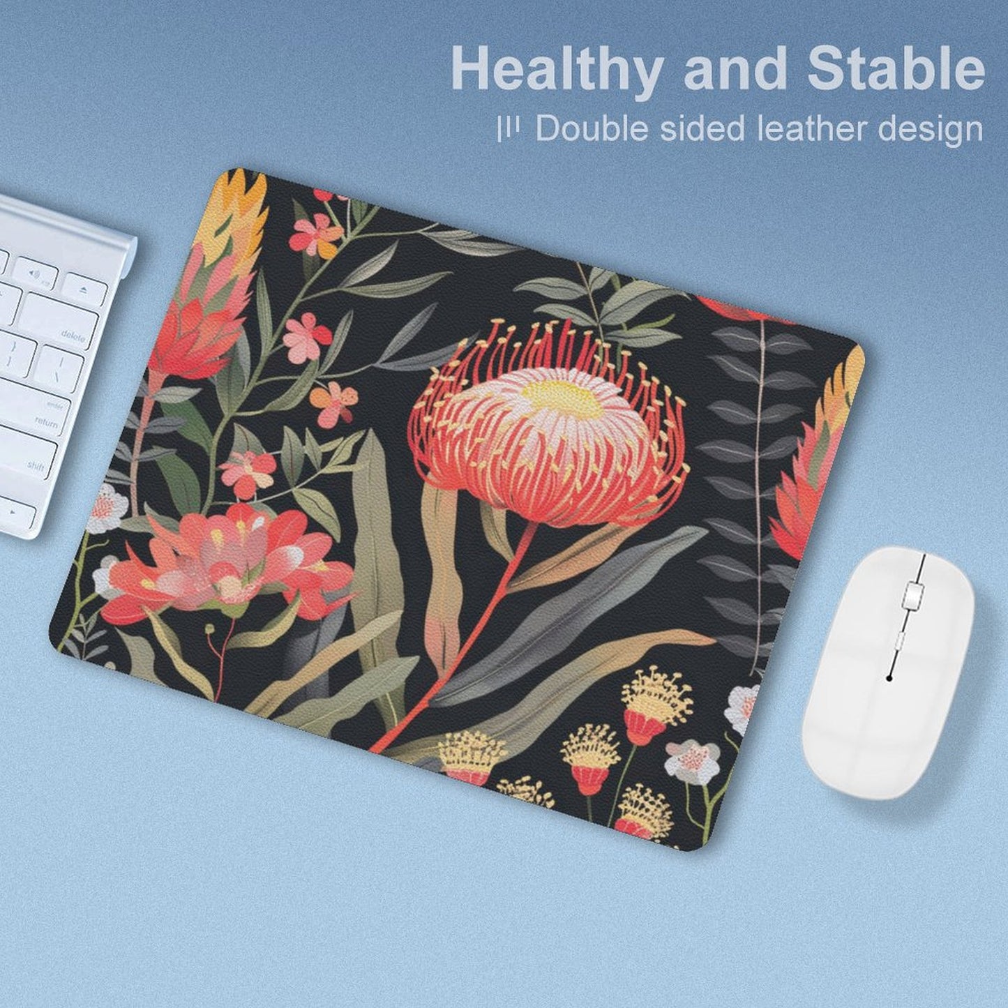 Australian Waratah Flower - Leather Mouse Pad