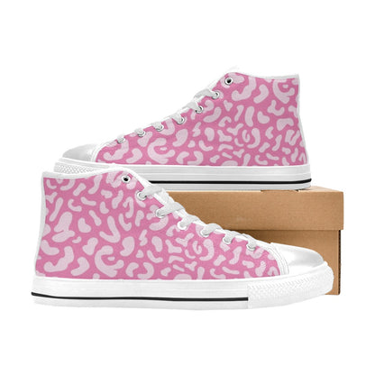 Pink Leopard - Men's High Top Canvas Shoes