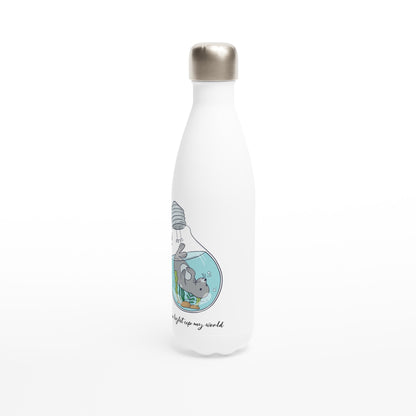 You Light Up My World - White 17oz Stainless Steel Water Bottle White Water Bottle animal Globally Fulfilled kids