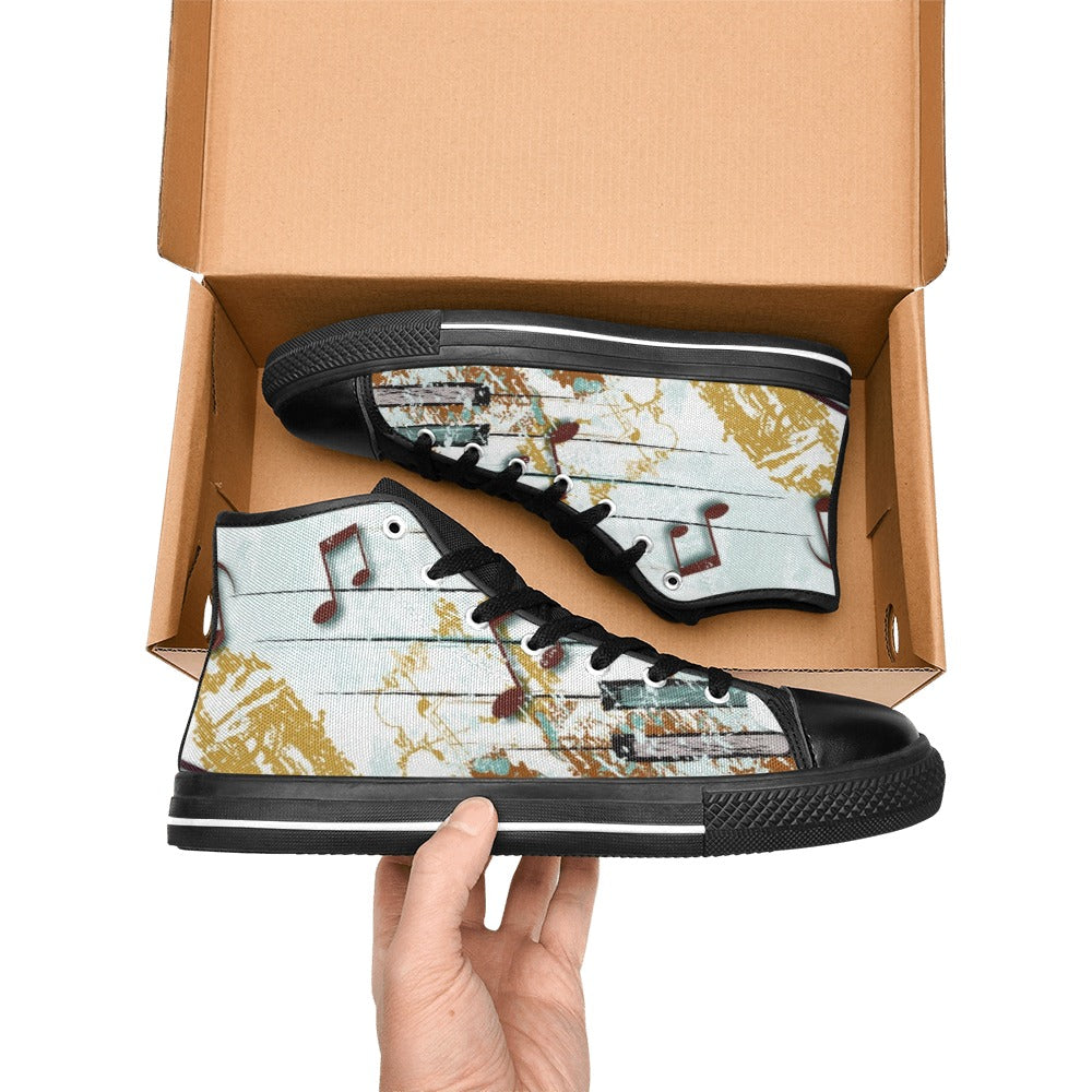 Music Graffiti - Women's High Top Canvas Shoes