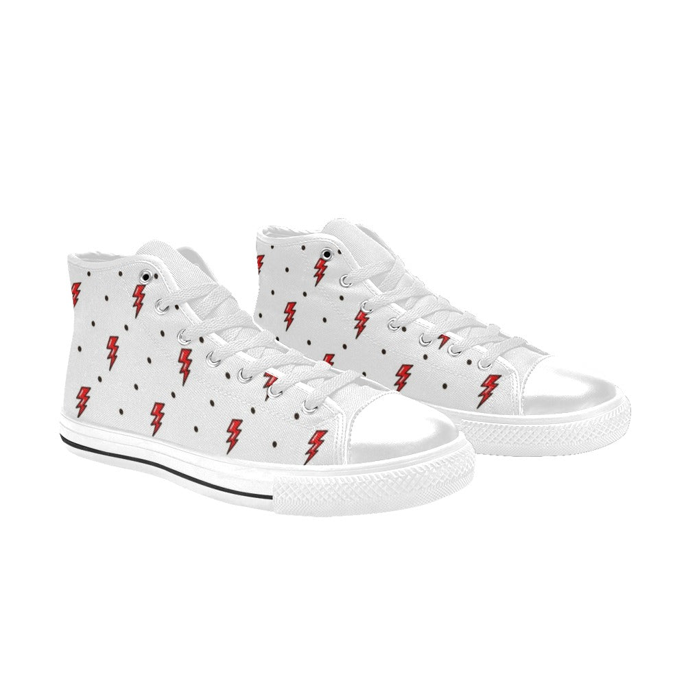 Red Lightning - Kids High Top Canvas Shoes