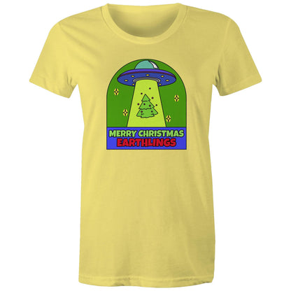 Merry Christmas Earthlings, UFO - Womens T-shirt