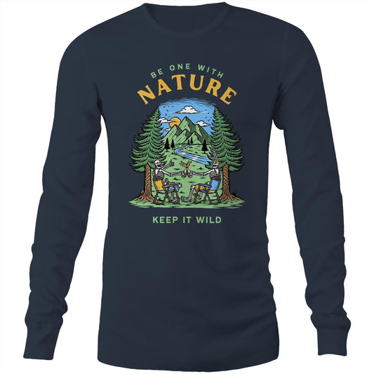 Be One With Nature, Skeleton - Long Sleeve T-Shirt Navy Unisex Long Sleeve T-shirt Environment Summer