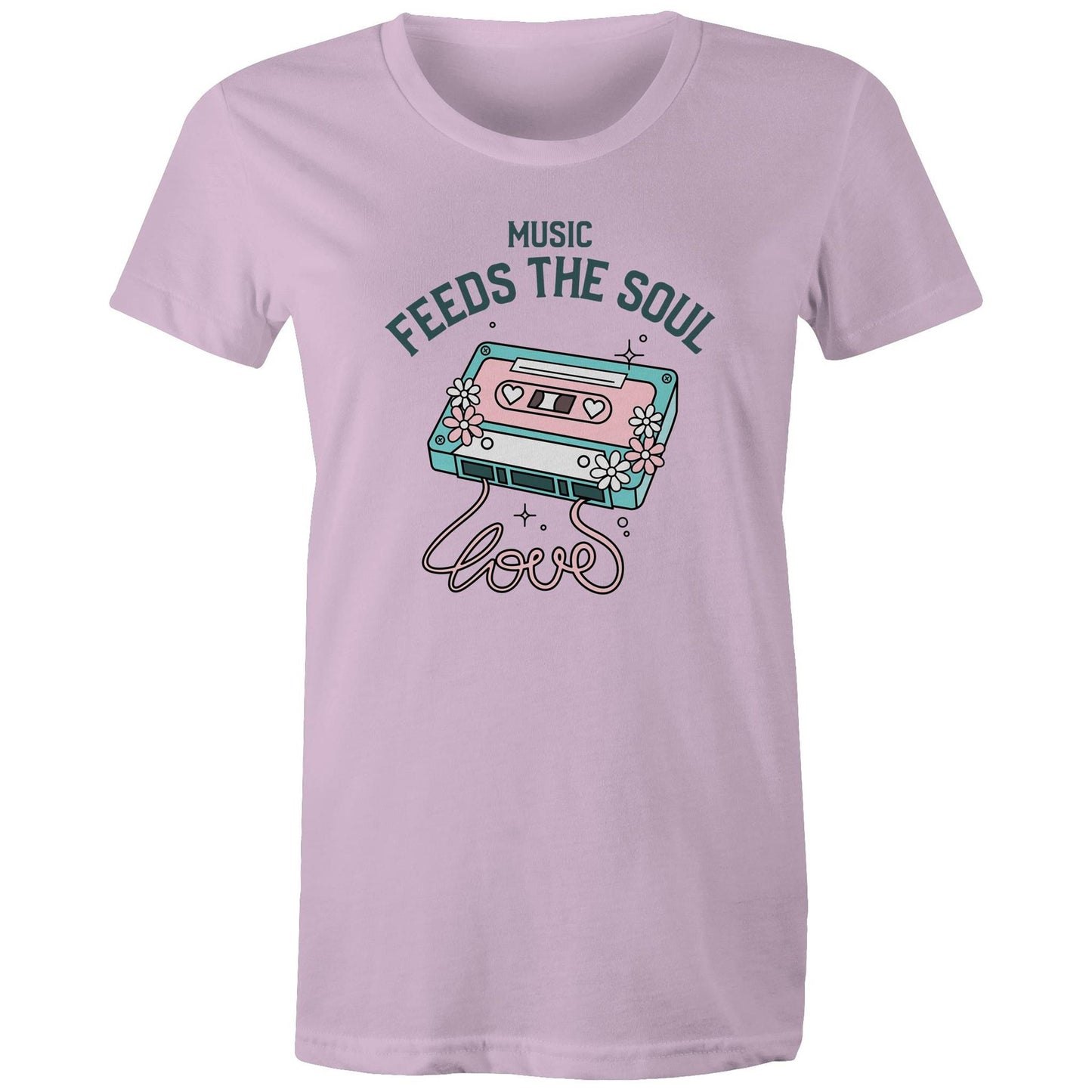 Music Feeds The Soul, Cassette Tape - Womens T-shirt